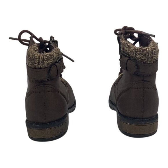 Wonder Nation Boots Toddler Girls Sz 8 Brown Lace Up W/ Side Zipper & Knit Cuff - Picture 2 of 12